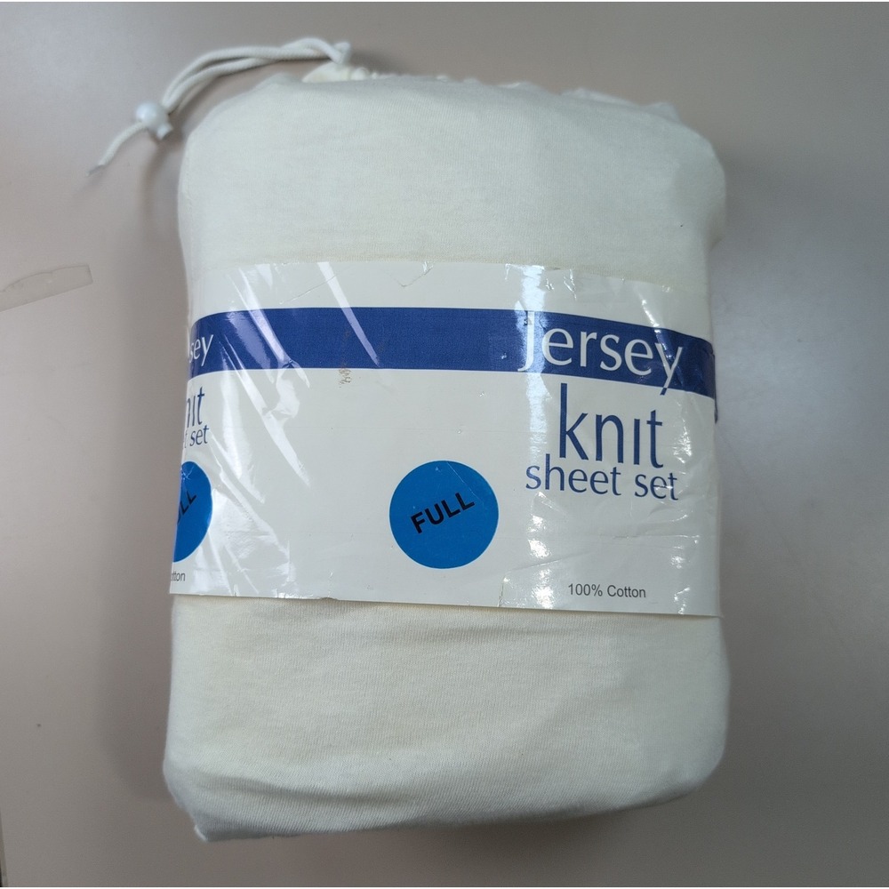 Brand New Jersey Cotton Knit Full Size Set Flat & Fitted Sheets 2 Pillow Cases
